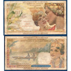 Reunion Pick 55a, B Billet de banque de 20 nouveaux francs sur 1000 Francs 1967