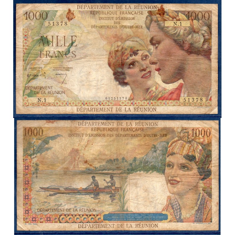 Reunion Pick 52a, B Billet de banque de 1000 Francs 1964