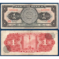 Mexique Pick N°59i, TB Billet de banque de Banque de 1 peso 1965