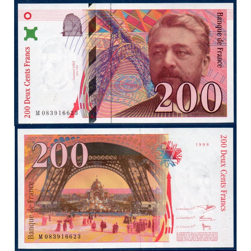 200 Francs Eiffel Neuf 1999 Billet de la banque de France