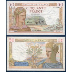 50 Francs Cérès TTB- 9.11.1939 Billet de la banque de France