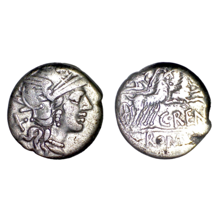 Denier Famille Renia, république de Rome (-138), sear 108 Caius Renius