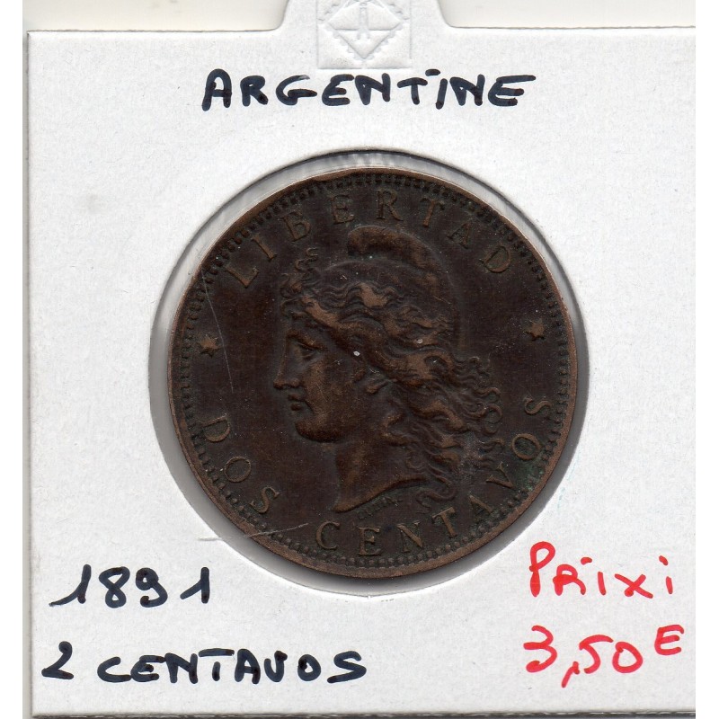 Argentine 2 centavos 1891 TTB, KM 33 pièce de monnaie