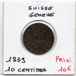 Suisse Canton Genève 10 centimes 1839 TB, KM 128 pièce de monnaie