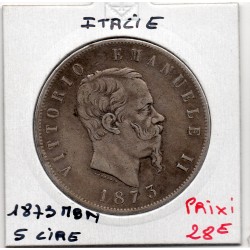 Italie 5 Lire 1873 M BN TTB,  KM 8 pièce de monnaie