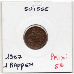 Suisse 1 rappen 1907 Sup, KM 3 pièce de monnaie