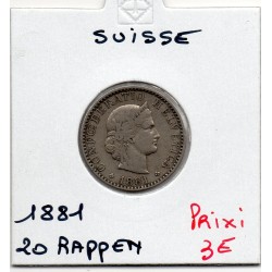 Suisse 20 rappen 1881 TB, KM 29 pièce de monnaie