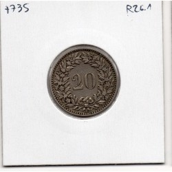 Suisse 20 rappen 1881 TB, KM 29 pièce de monnaie