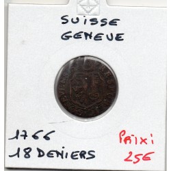 Suisse Canton Genève 18 deniers ou 6 quarts 1766 TTB, KM 67 pièce de monnaie