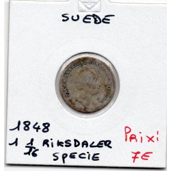 Suède 1/16 Riksdaler 1848 B, KM 665 pièce de monnaie