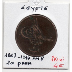 Egypte 20 para 1277 AH an 8 - 1867 TB, KM 244 pièce de monnaie