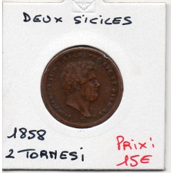 Italie Deux Siciles 2 Tornesi 1858 TTB, KM 374 pièce de monnaie