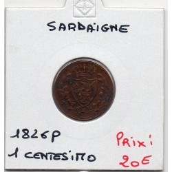 Italie Sardaigne 1 centesimo 1826 P Aigle Sup-, KM 125 pièce de monnaie