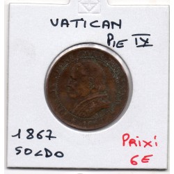 Vatican Pius ou Pie IX 1 Soldo 1867 TTB, KM 1372.2 pièce de monnaie