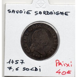Italie Sardaigne Savoie 7.6 Soldi 1757, KM 44 pièce de monnaie