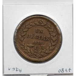Monaco Honore V 1 Décime jaune 1838 MC TB, Gad 105 pièce de monnaie