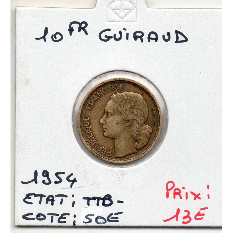 10 francs Coq Guiraud 1954 TTB-, France pièce de monnaie