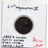 2 centimes Napoléon III tête nue 1855 petit D chien petit Lion TTB-, France pièce de monnaie