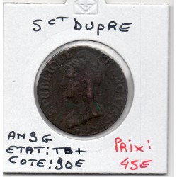 5 centimes Dupré An 9 G Genève TB+, France pièce de monnaie