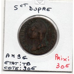 5 centimes Dupré An 9 G Genève TB, France pièce de monnaie