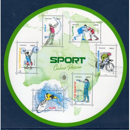 Bloc Feuillet France Yvert F5688 Sports couleur Passion vert 2023 luxe **