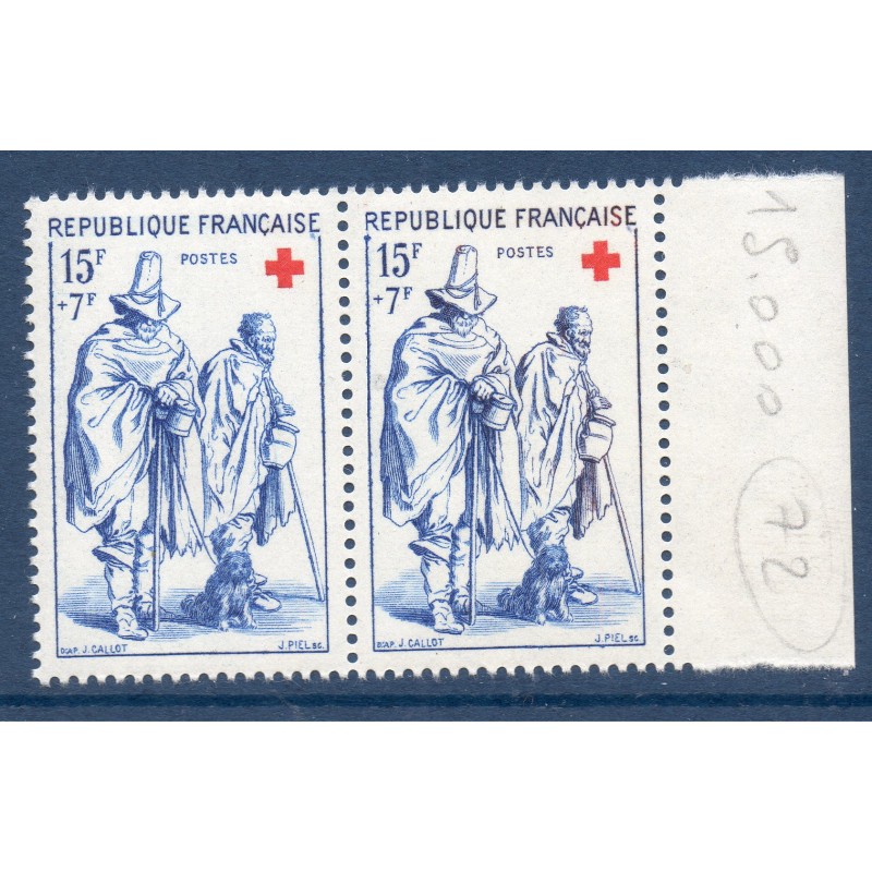 copy of Timbre Yvert No 1140 variété bleu noir au lieu de bleu, neuf ** j Callot