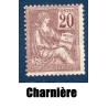 copy of Timbre France Yvert No 113 mouchon type I 20c Brun-Lilas neuf * avec charnière