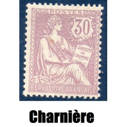 Timbre France Yvert No 128 Type Mouchon retouché 30c violet neuf * avec charnière