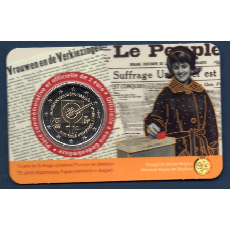 2 euro commémorative Belgique 2023 Suffrage universel feminin version Française piece de monnaie €