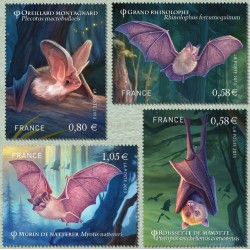 Timbre yvert 4739 à 4742 France Série Nature, Les chauves souris