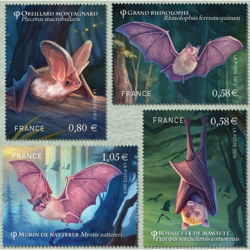 Timbre yvert 4739 à 4742 France Série Nature, Les chauves souris