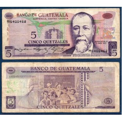 Guatemala Pick N°60b, TB Billet de banque de 5 Quetzales 1974-1977