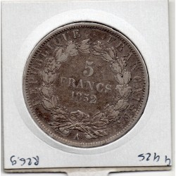 5 francs Louis Napoléon Bonaparte 1852 A Paris TTB tête etroite, France pièce de monnaie