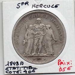 5 francs Hercule 1849 A Paris TTB-, France pièce de monnaie