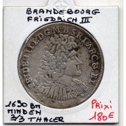 brandebourg-Prusse 2/3 Thaler 1690 TTB KM 558 pièce de monnaie
