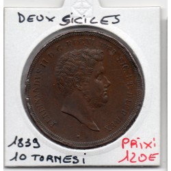 Italie Deux Siciles 10 Tornesi 1839 Sup-, KM 331 pièce de monnaie