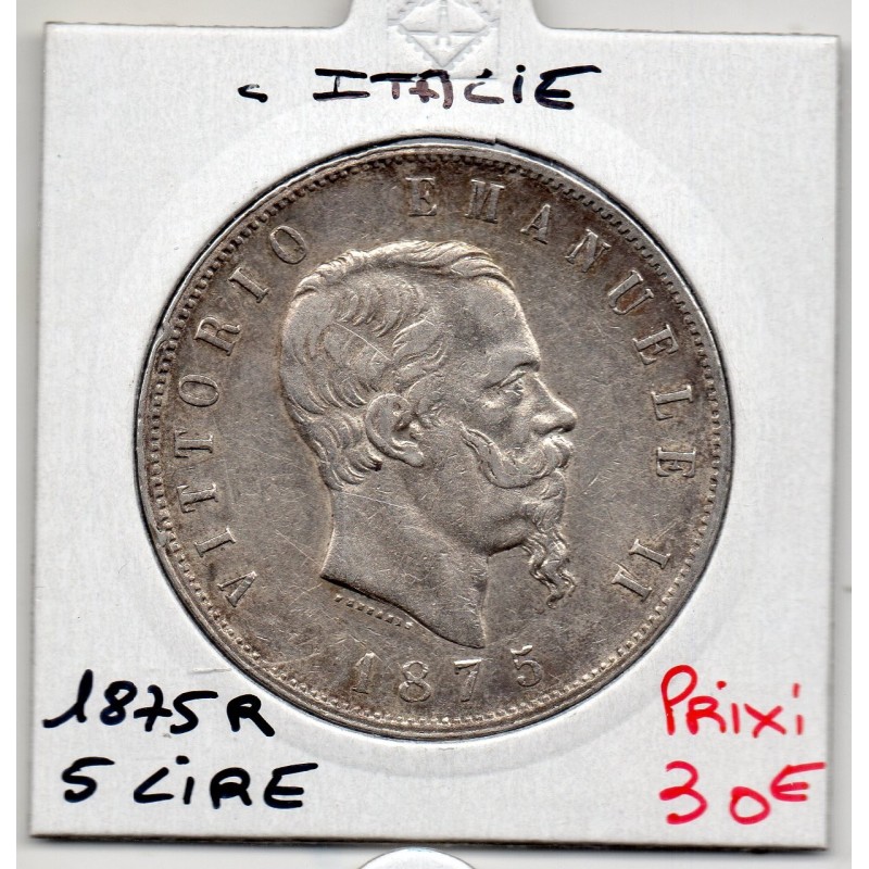 Italie 5 Lire 1875 R TTB,  KM 8.4 pièce de monnaie