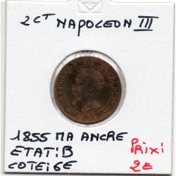 2 centimes Napoléon III tête nue 1855 MA ancre Marseille B, France pièce de monnaie