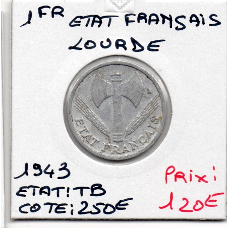 1 franc Francisque Bazor 1943 Lourde TB, France pièce de monnaie
