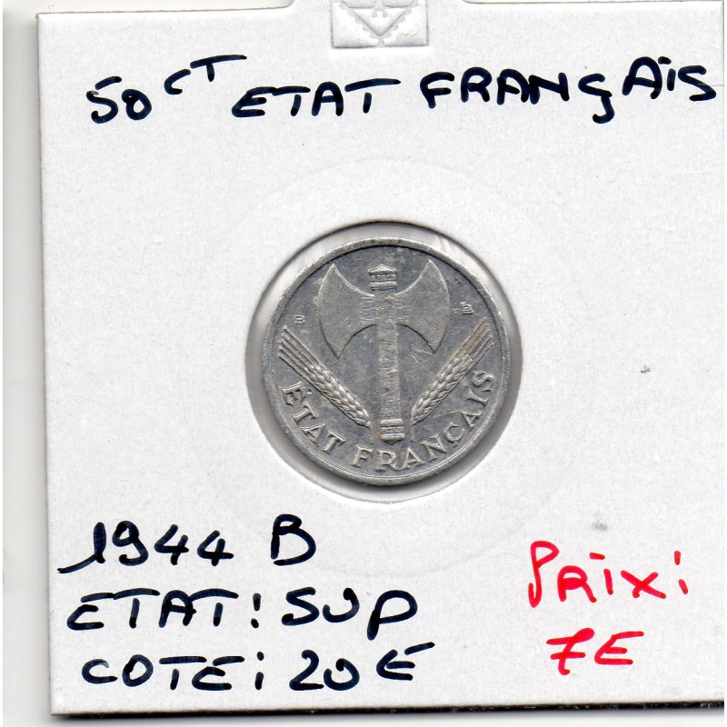 50 centimes Francisque Bazor 1944 B Beaumont Sup, France pièce de monnaie