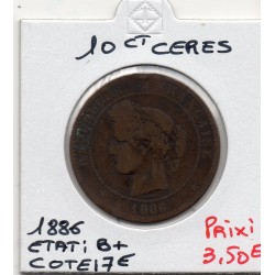 10 centimes Cérès 1886 A Paris B+, France pièce de monnaie