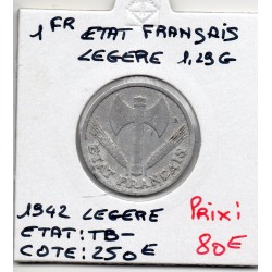 1 franc Francisque Bazor 1942 Légère TB-, France pièce de monnaie