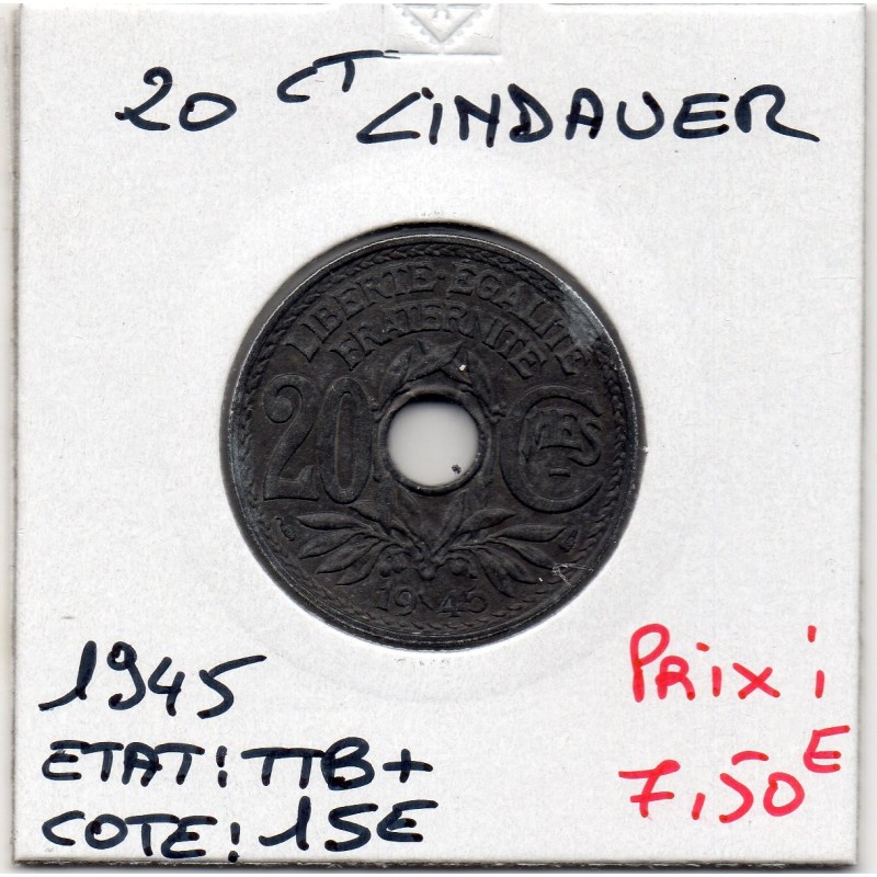 20 centimes Lindauer 1945 TTB, France pièce de monnaie