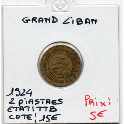 Grand Liban 2 piastres 1924 TTB, Lec 18 pièce de monnaie