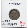 Suisse 20 rappen 1897 TTB, KM 29 pièce de monnaie