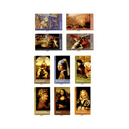 Autoadhésifs Yvert No 150-159 Timbres Chefs d'oeuvre de la peinture