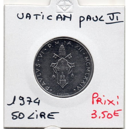 Vatican Paul VI 50 lire 1974 Spl, KM 121 pièce de monnaie