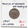 Malaya et borneo 10 cents 1961 TTB+, KM 2 pièce de monnaie