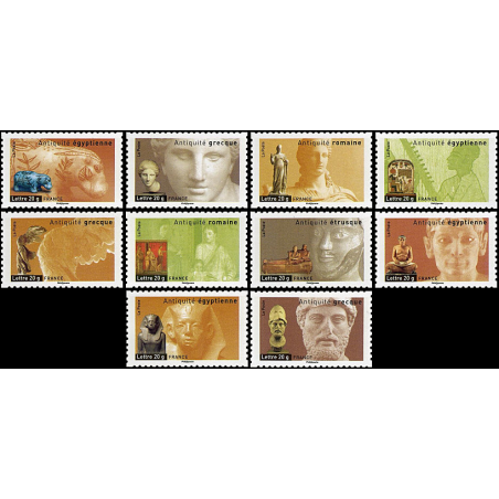 Autoadhésifs Yvert No 104-113 Timbres Arts et antiquités