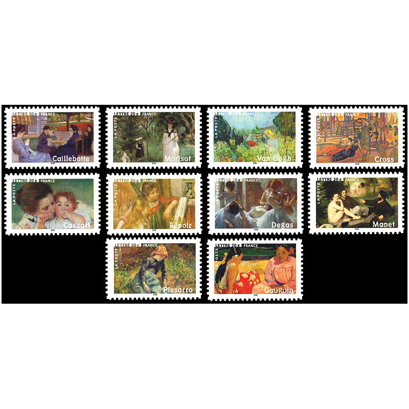 Autoadhésifs Yvert No 74-83 Timbres Peintures Imprésionnistes